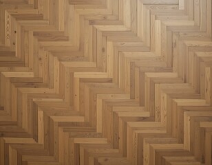 wooden parquet floor with interlocking herringbone patterns in warm natural tones