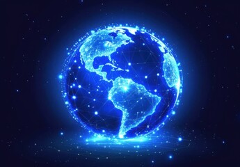 Obraz premium Planet Earth with glowing connections, global network concept