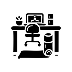 Minimalist wellness-focused home office setup