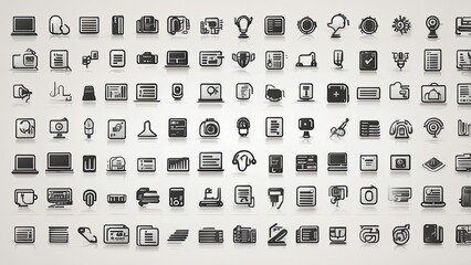 "Information Technology Line Icons: Flat Design UI Set with Thin Outlines – Vector EPS10 Collection"