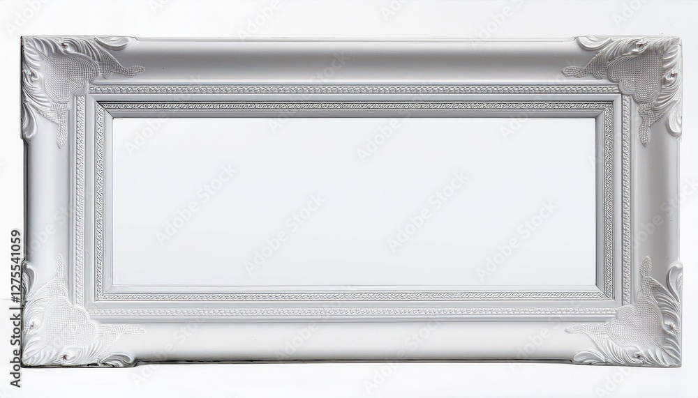 Poster isolated white horizontal frame on pristine white background minimalist artwork with spacious copy s