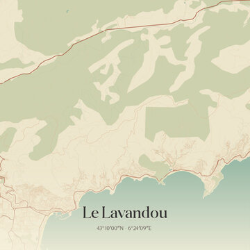 Vintage map of Le Lavandou, France.