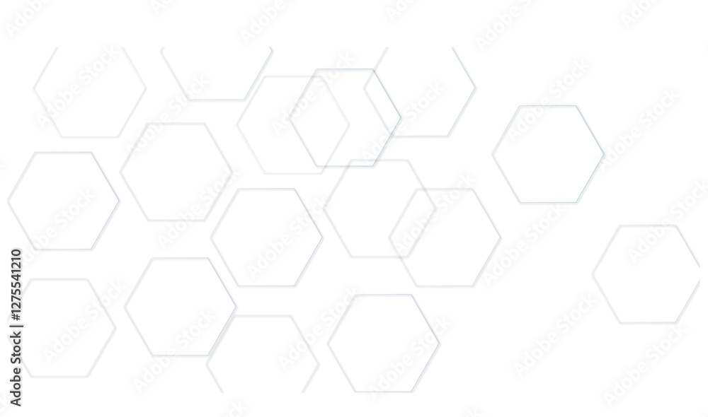 Poster abstract white and gray hexagon technology lines background. abstract white and grey color hexagonal