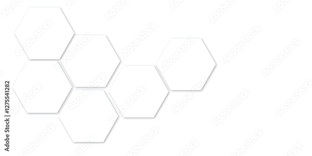 Poster abstract white soft hexagon concept design abstract technology background vector. white 3d futuristi