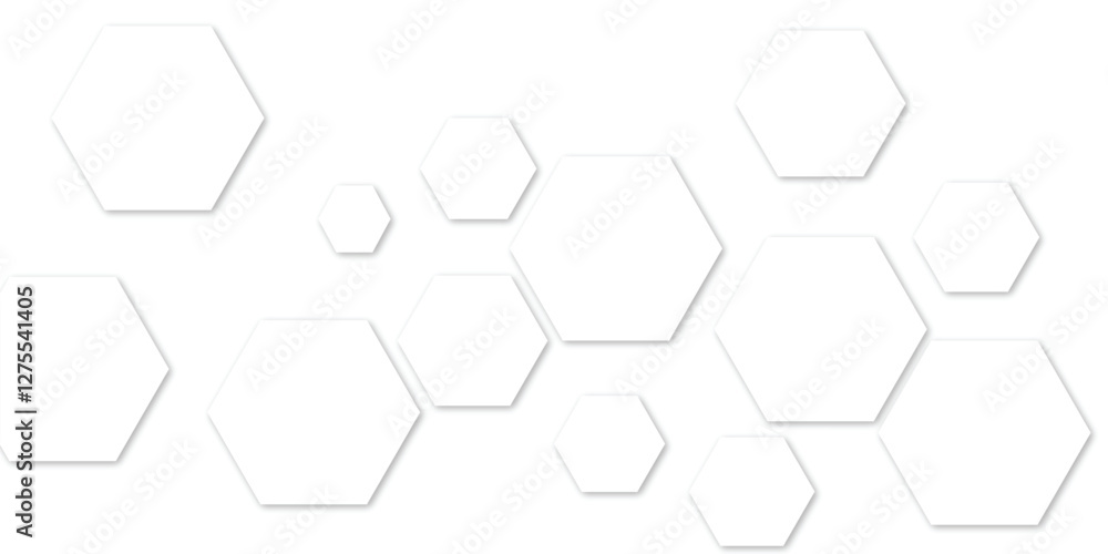 Poster abstract white and gray hexagon technology lines background. abstract white and grey color hexagonal