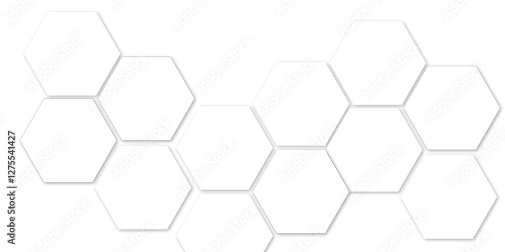 Poster abstract white soft hexagon concept design abstract technology background vector. white 3d futuristi