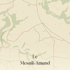 Vintage map of Le Mesnil-Amand, France.