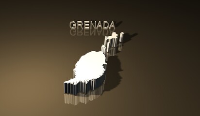 Fototapeta premium Map of Grenada in 3D with golden texture for print purpose 3