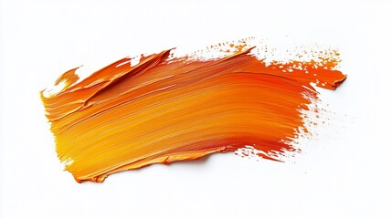 Orange paint stroke, texture, white background, design element