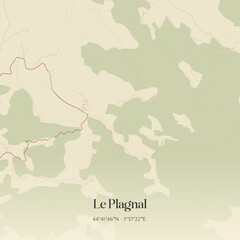 Obraz premium Vintage map of Le Plagnal, France.