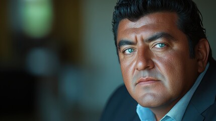 Obraz premium Confident Mature Man with Striking Blue Eyes - Portrait