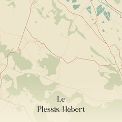 Fototapeta premium Vintage map of Le Plessis-Hébert, France.
