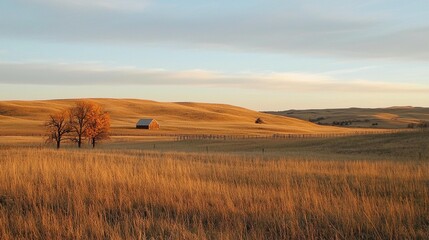 Fototapeta premium Autumn Prairie Barn Landscape