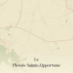 Vintage map of Le Plessis-Sainte-Opportune, France.