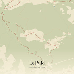 Fototapeta premium Vintage map of Le Puid, France.