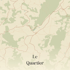 Obraz premium Vintage map of Le Quartier, France.