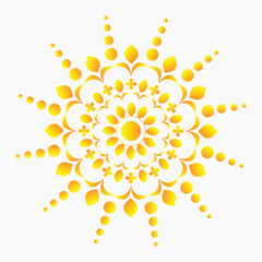 Abstract yellow color floral with flower mandala design 