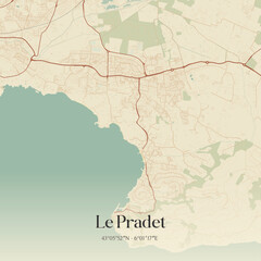 Naklejka premium Vintage map of Le Pradet, France.