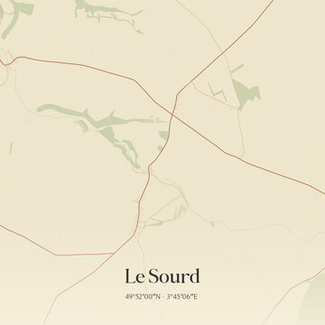Vintage map of Le Sourd, France.