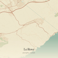 Obraz premium Vintage map of Le Rove, France.