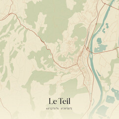 Fototapeta premium Vintage map of Le Teil, France.