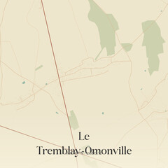 Vintage map of Le Tremblay-Omonville, France.