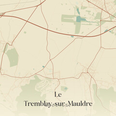 Vintage map of Le Tremblay-sur-Mauldre, France.