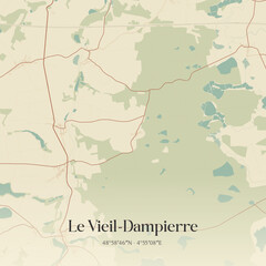 Obraz premium Vintage map of Le Vieil-Dampierre, France.
