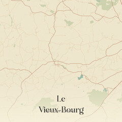 Fototapeta premium Vintage map of Le Vieux-Bourg, France.