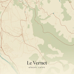 Obraz premium Vintage map of Le Vernet, France.