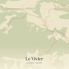 Fototapeta premium Vintage map of Le Vivier, France.