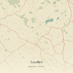 Obraz premium Vintage map of Lecelles, France.