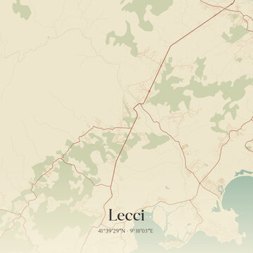 Vintage map of Lecci, France.