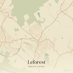 Obraz premium Vintage map of Leforest, France.