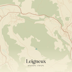 Obraz premium Vintage map of Leigneux, France.