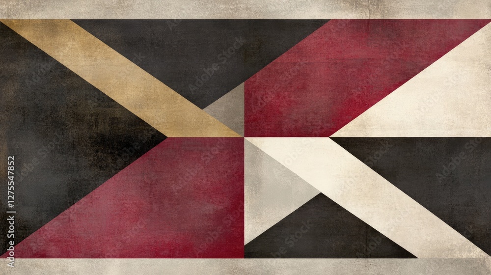 Poster Muted color diagonal stripes blending with complex geometric shapes, giving a sleek and sophisticated background.