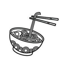 Noodle bowl outline illustration