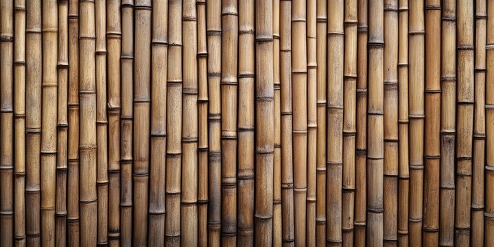 Traditional bamboo backdrop with vertically arranged light brown bamboo poles of varying heights and textures creating a rustic, natural setting.
