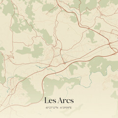 Obraz premium Vintage map of Les Arcs, France.