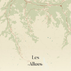 Fototapeta premium Vintage map of Les Allues, France.