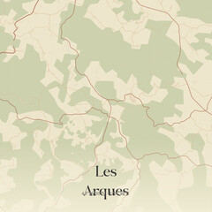 Fototapeta premium Vintage map of Les Arques, France.