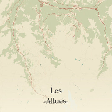 Vintage map of Les Allues, France.