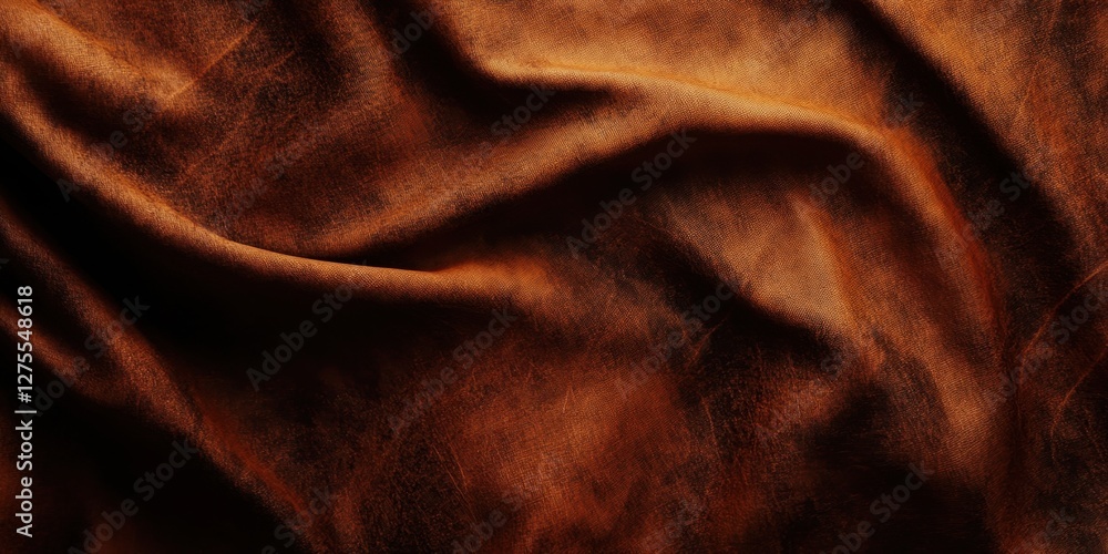 Fototapete rich textured brown fabric backdrop with soft folds and subtle highlights, featuring deep warm tones