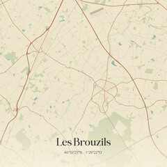 Fototapeta premium Vintage map of Les Brouzils, France.