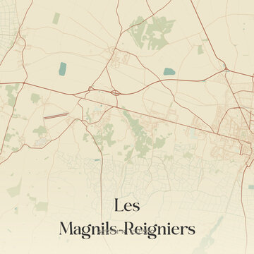 Vintage map of Les Magnils-Reigniers, France.