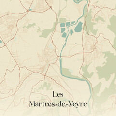 Fototapeta premium Vintage map of Les Martres-de-Veyre, France.
