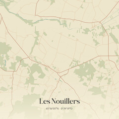 Obraz premium Vintage map of Les Nouillers, France.