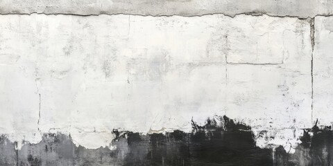 White textured wall with grey shades and dark edges, horizontal layout emphasizing the contrast and wear, creating a rustic ambiance.