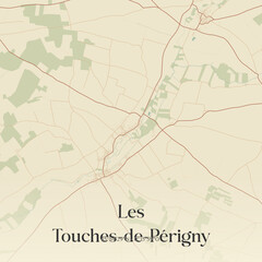 Obraz premium Vintage map of Les Touches-de-Périgny, France.