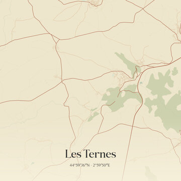 Vintage map of Les Ternes, France.